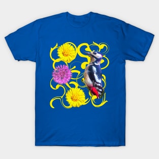 A woodpecker and flowers T-Shirt